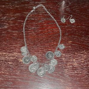 Coin symbolic necklace and earrings